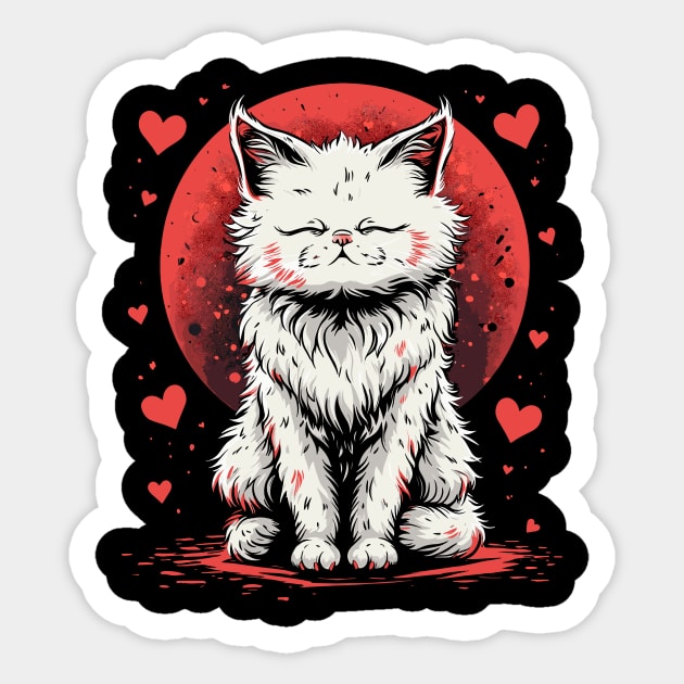 Cute White Anime Cat | Valentines Day Sticker by Indigo Lake